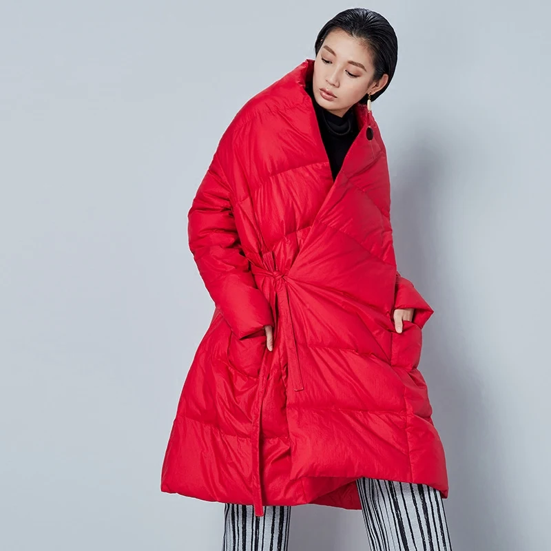 Nouvelle Manteau 2016 Arrivée Blanc aigyptos bc Ligne Le Une Lâche Nouveauté Personnalité Hiver Bas Veste Canard Femmes Noir Longue rouge blanc Robe Vers 90 pFI5q