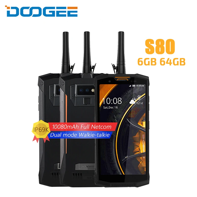 IP68/IP69K иди и болтай Walkie talkie “иди DOOGEE S80 мобильного телефона Беспроводной зарядка
