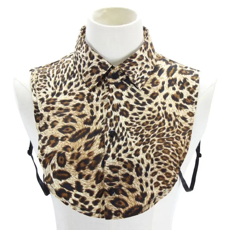 

Fashion Fake Collar Women Leopard Print Faux Collar Detachable Collar Lapel Blouse Ladies Adjust Clothes Accessories