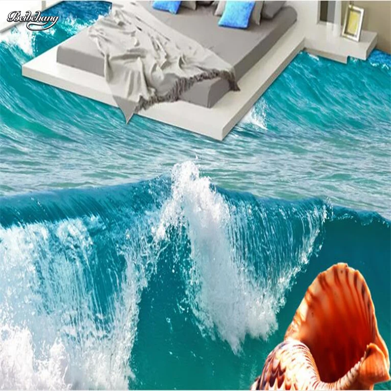 beibehang Custom large-scale murals waves shells bathroom bathroom 3D floor thickening waterproof pvc wear-resistant film agf a86bhmw large torque 55kg 0 110sec magnetic waterproof hv programmable brushless digital std servo for 1 8 scale model car