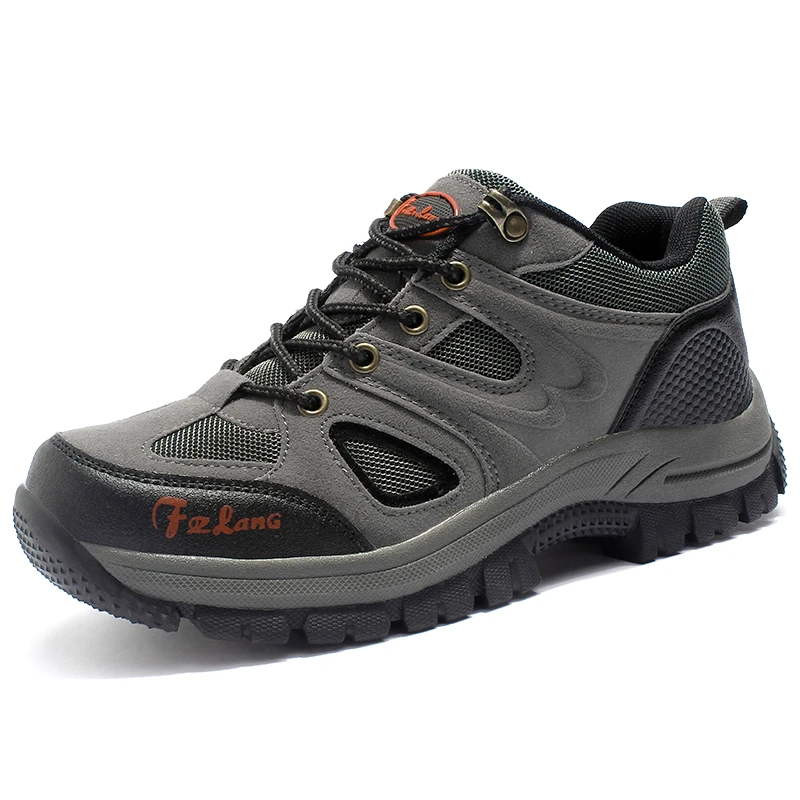 

Big Size Men Hiking Shoe 2018 Brand Mountain Climbing Shoes Sneakers Leather Outdoor Gray Brown Trekking Boots Mesh Breathable