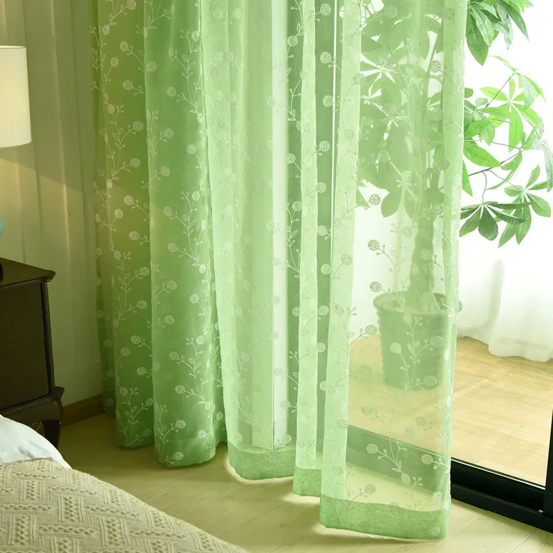 Занавеска s зеленая вышитая Вуаль Окно Современная гостиная балкон льняная занавеска из белой прозрачной ткани синий Cortinas X068#30