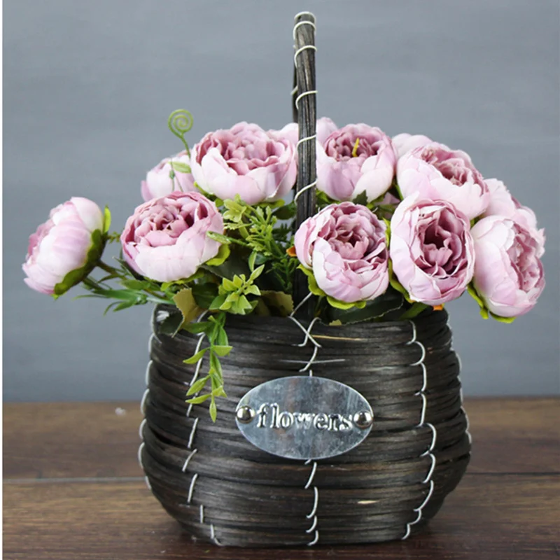 

6Heads/bunch small Artificial rose peony bouquet silk peonies fleurs artificielles fake flowers for autumn wedding decoration