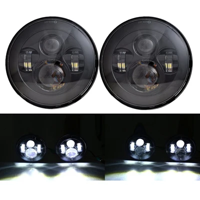 DRL 7 ''светодиодный налобный светильник для Lada niva 4X4 suzuki samurai, автомобильный светильник, дневной ходовой светильник s для Jeep Wrangler JK TJ Patrol GR Y60 - Цвет: Black