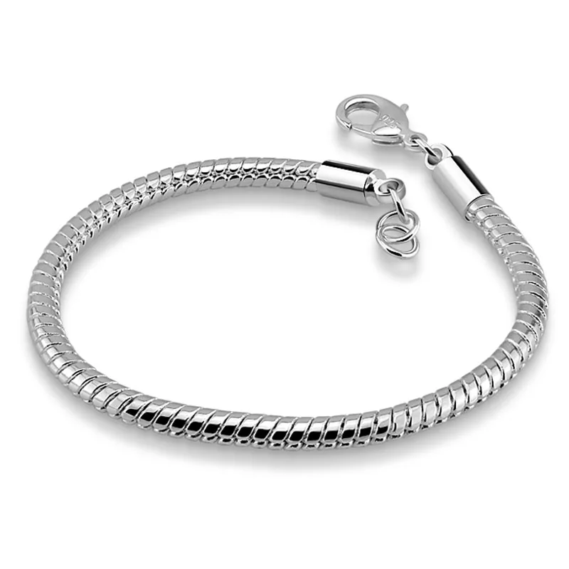 Wholesale sterling silver men bracelet. 100 solids 925 silver 4 mm 20 cm snake chain bracelet