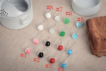 

black /pink /blue stone agate beads round 10mm hook earrings wholesale beads nature FPPJ woman 2017