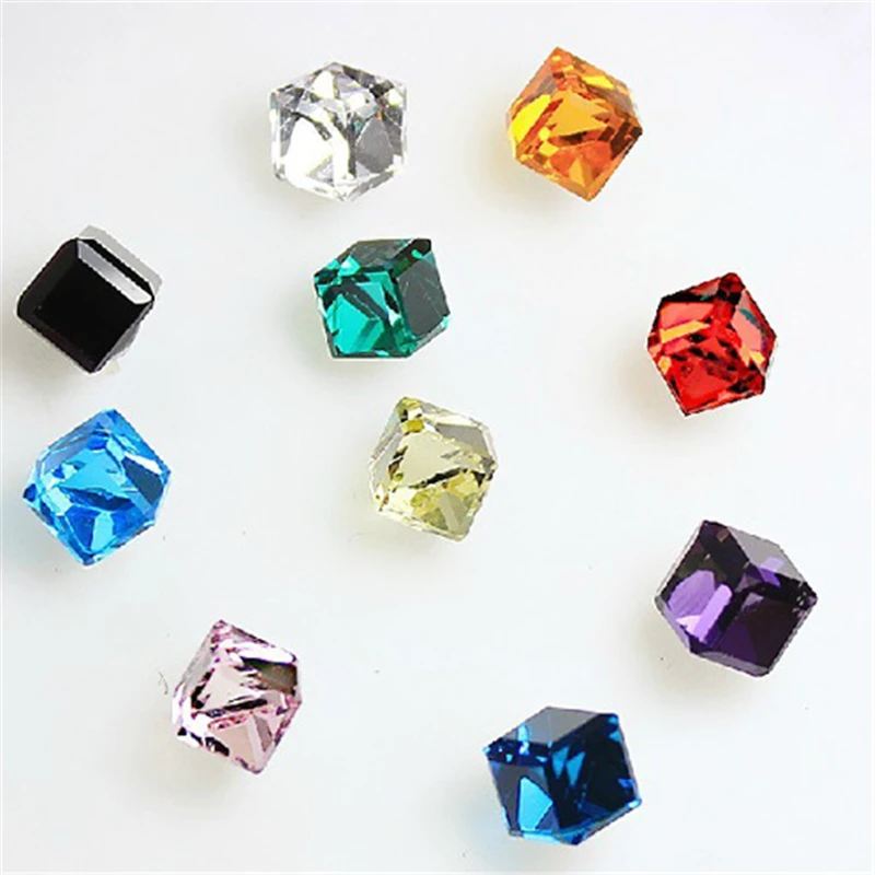 

LNRRABC 3 pair Summer Temperament Square Crystal Stud Earrings Piercing Ears White Black Blue
