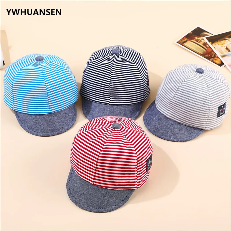 

YWHUANSEN Striped Unisex Baby Baseball Caps Cotton Star Chapeu Menino Children's Summer Hats Girls Boys Accessories Decorations