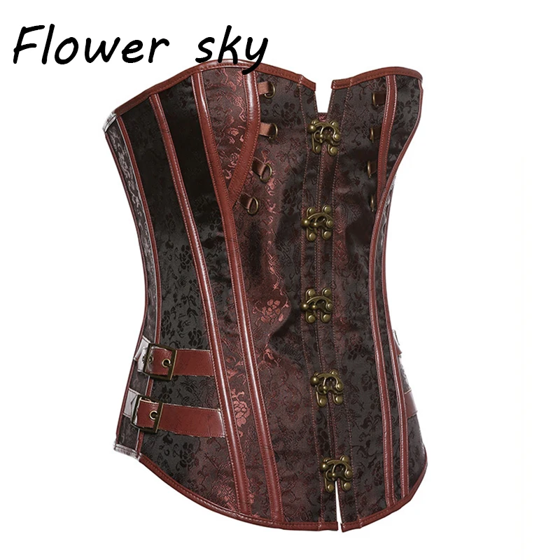 

Women's Steampunk Overbust Corset Gothic bustier Corset with Buckles Hot shapers corselet