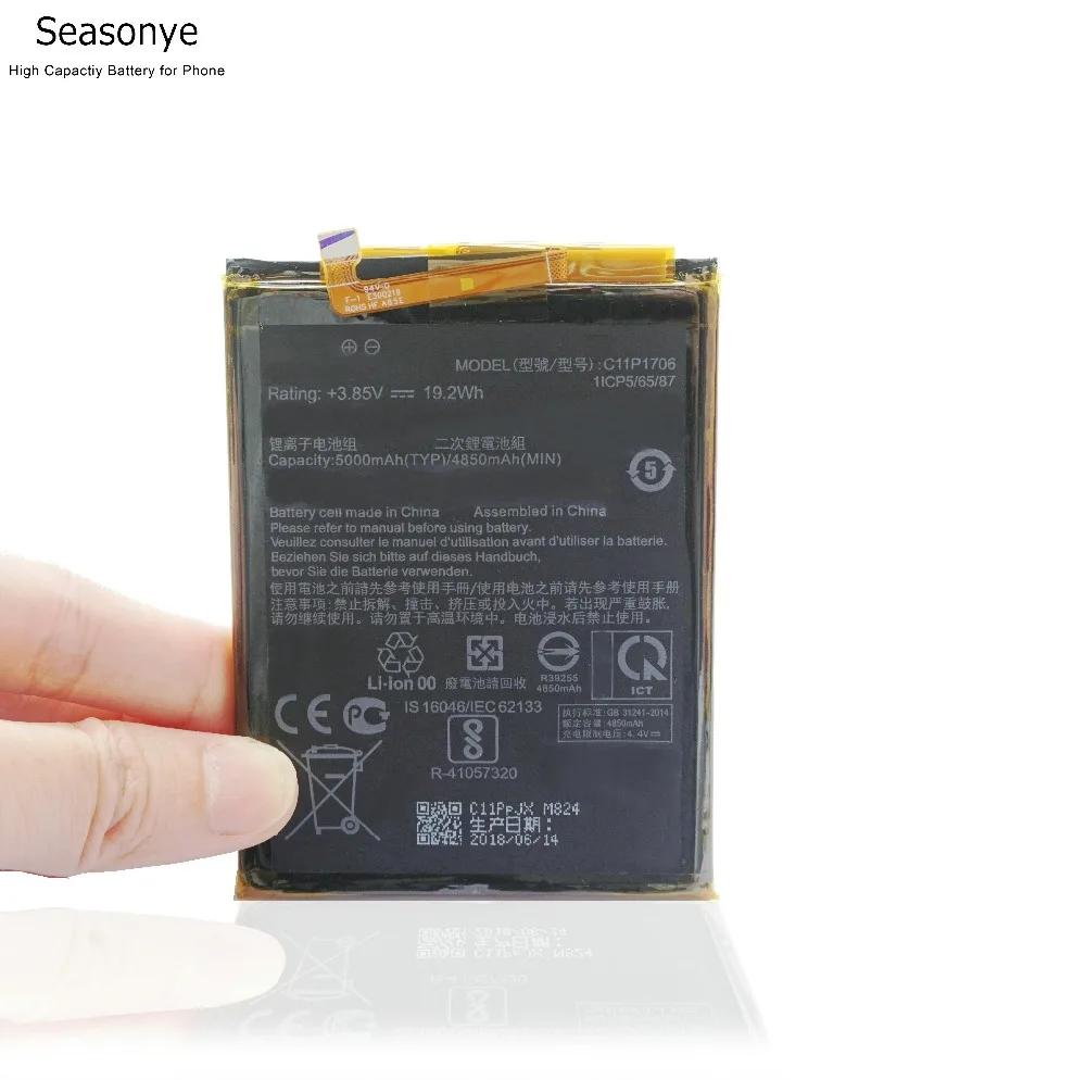 

Seasonye 5-10pcs/lot Retail / Bulk 4850mAh C11P1706 Battery For ASUS ZenFone Max Pro M1 6.0 inch Dual SIM ZB602KL X00TDB X00TDE