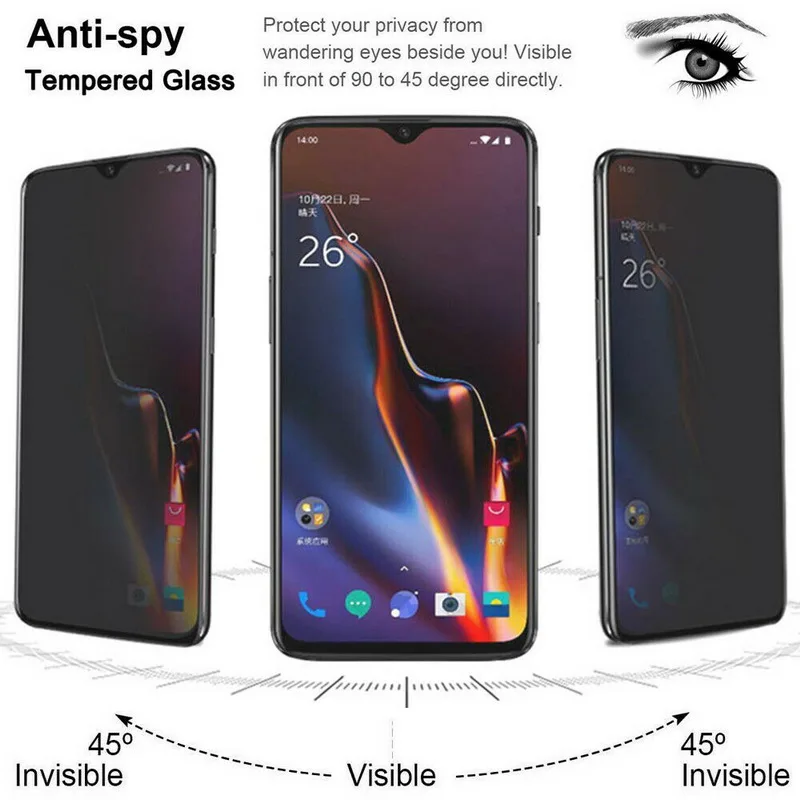 

Full Curved Screen Protector Cover For OnePlus 7 Pro Privacy Anti-Spy Tempered Glass Film For One Plus 7pro 1+7 Pro