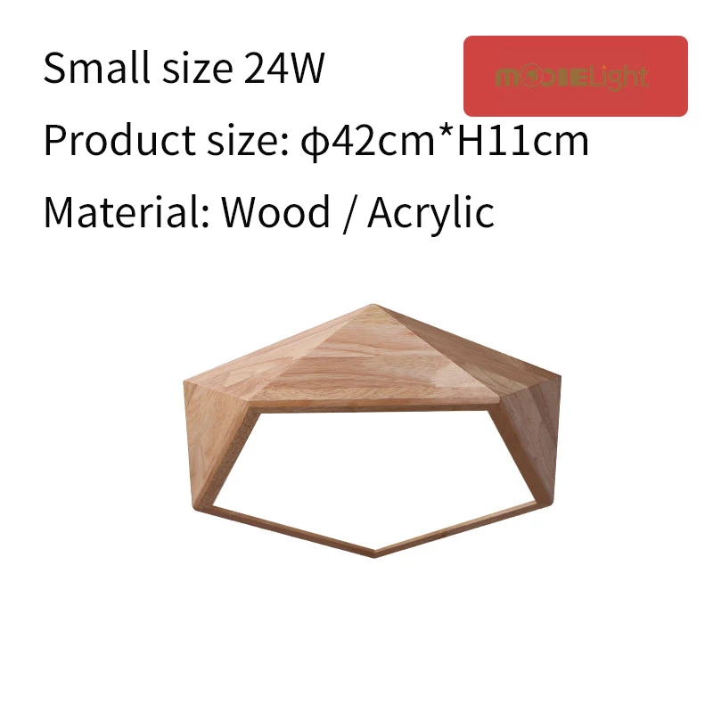 Mooielight Creative Wood Geometric LED Ceiling Lamps modern living room bedroom aisle ceiling light, Indoor Lighting Fixture - Цвет корпуса: Dia 42cm