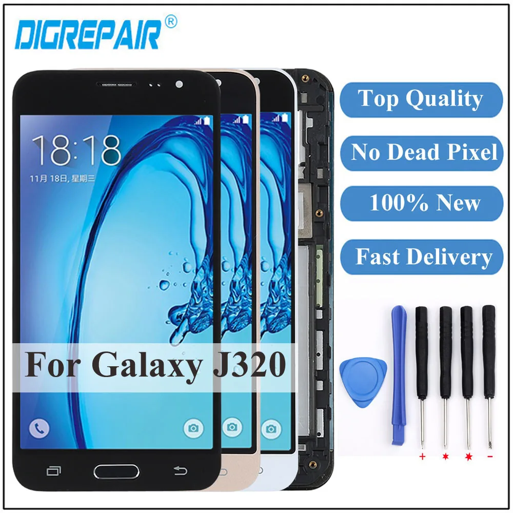 

For Samsung Galaxy J3 2016 Display J320F/FN J320M J320H Touch Screen Digitizer+Frame J3 Display For Samsung J3 2016 J320 LCD