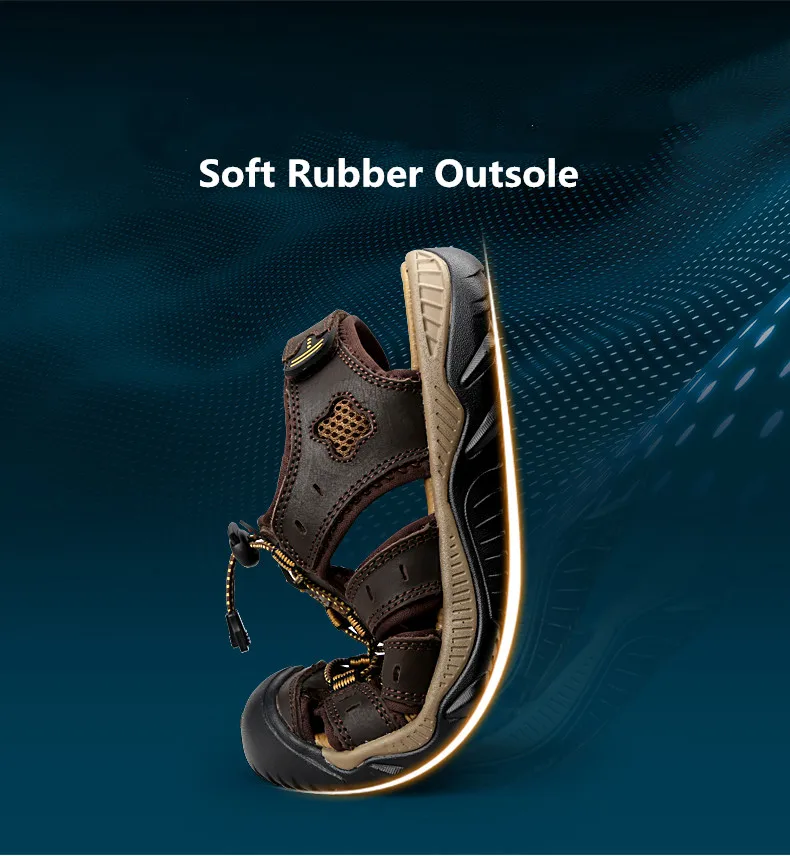 Clorts Men Sandals Comfortable Leather Sport Sneakers Lightweight Outdoor Hiking Sandals Breathable Summer Beach Sandals for Men (2)