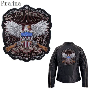 

Prajna Military Gun Patch Rock Stalker Iron On Motorcycle Patches Large US Eagle Embroidered Biker Patches For Clothes Stickers