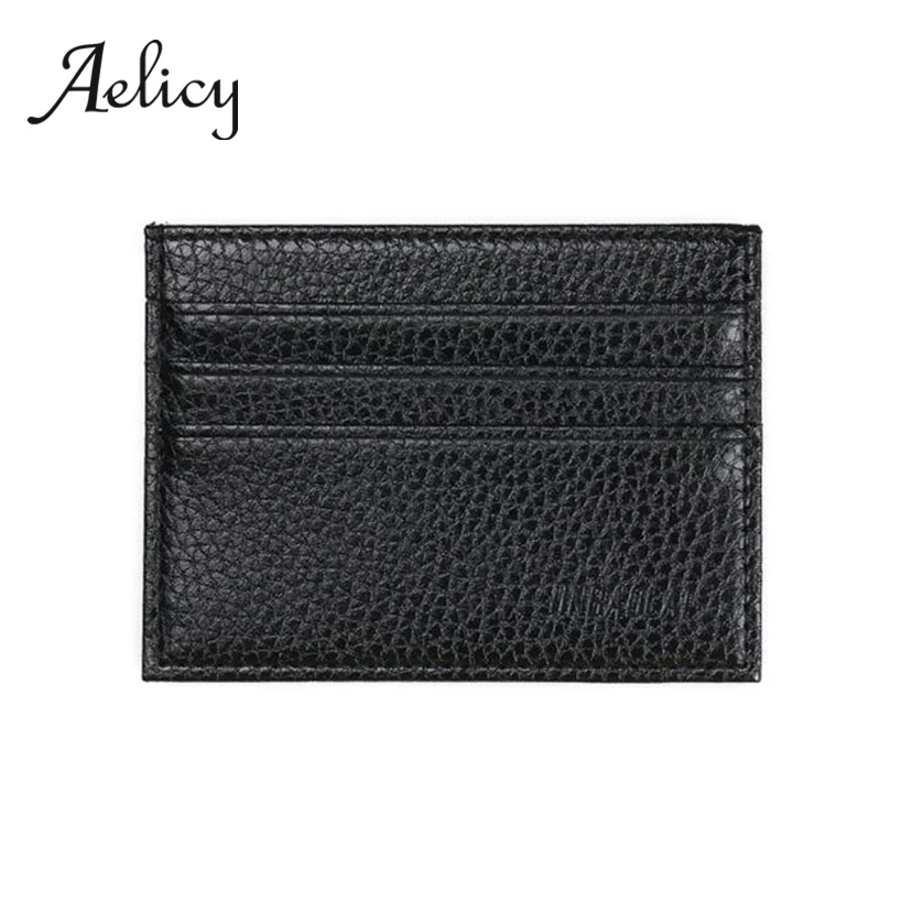 

Aelicy Men's PU Leather Slim Small Credit Card Cover Package Business Card ID Name Card Holder Solid Mini Card Wallet0