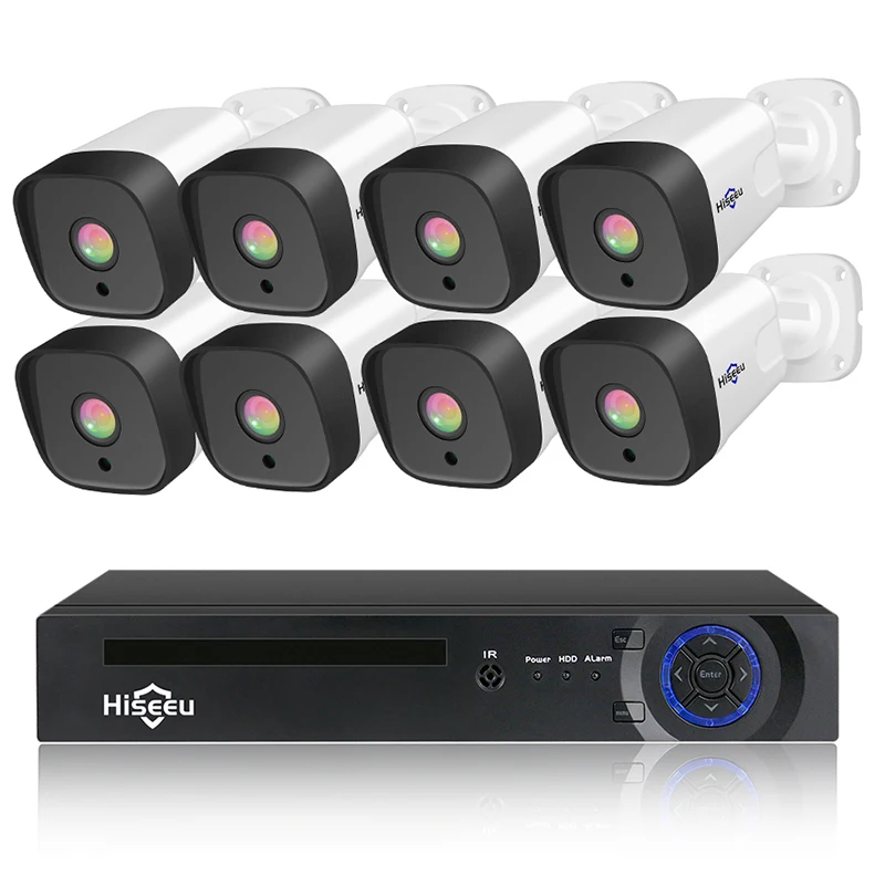 Hiseeu 8CH 1080P POE NVR CCTV система безопасности комплект H.265 2.0MP аудио запись IP камера