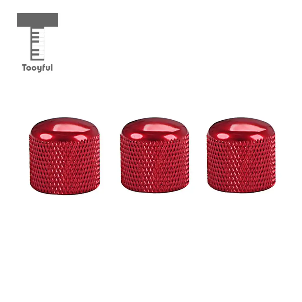 Tooyful 3 Pieces Guitar Volume Control Tone Knob for Electric Guitar/Bass Red