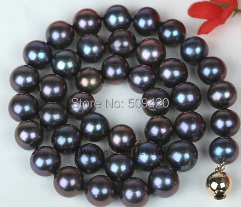 

Free Shipping >>10MM LARGE SIZE BLACK GENUINE CULTURED FRESHWATER PEARL CHOKER NECKLACE