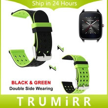 22mm correa de caucho de silicona de doble cara vistiendo banda para asus zenwatch 1 2 hombres pebble acero tiempo lg g watch urbane w150 pulsera