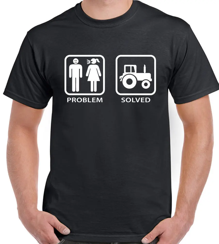 Problem Solved Tractor Mens Funny Farming T Shirt Farmer Farmin TShirts from Men's Clothing on