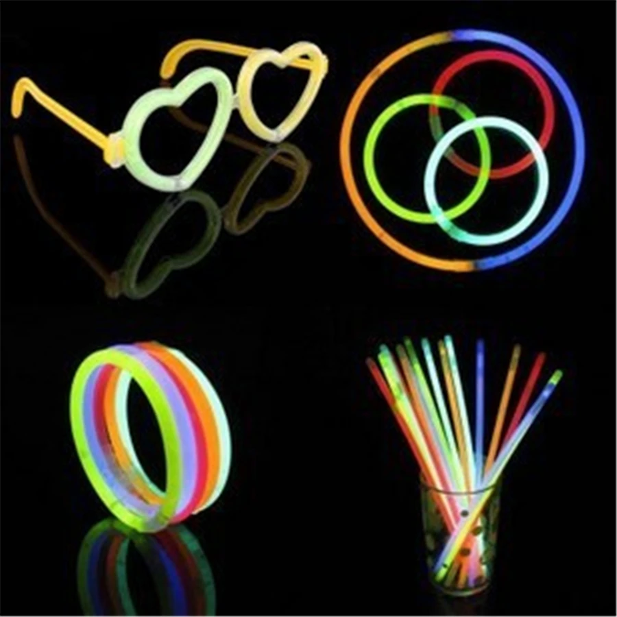100 Pcs Party Neon Glowstick Light Stick Kids Funny Glow Toys in the Dark Fluorescent Bracelet Toy For | Дом и сад