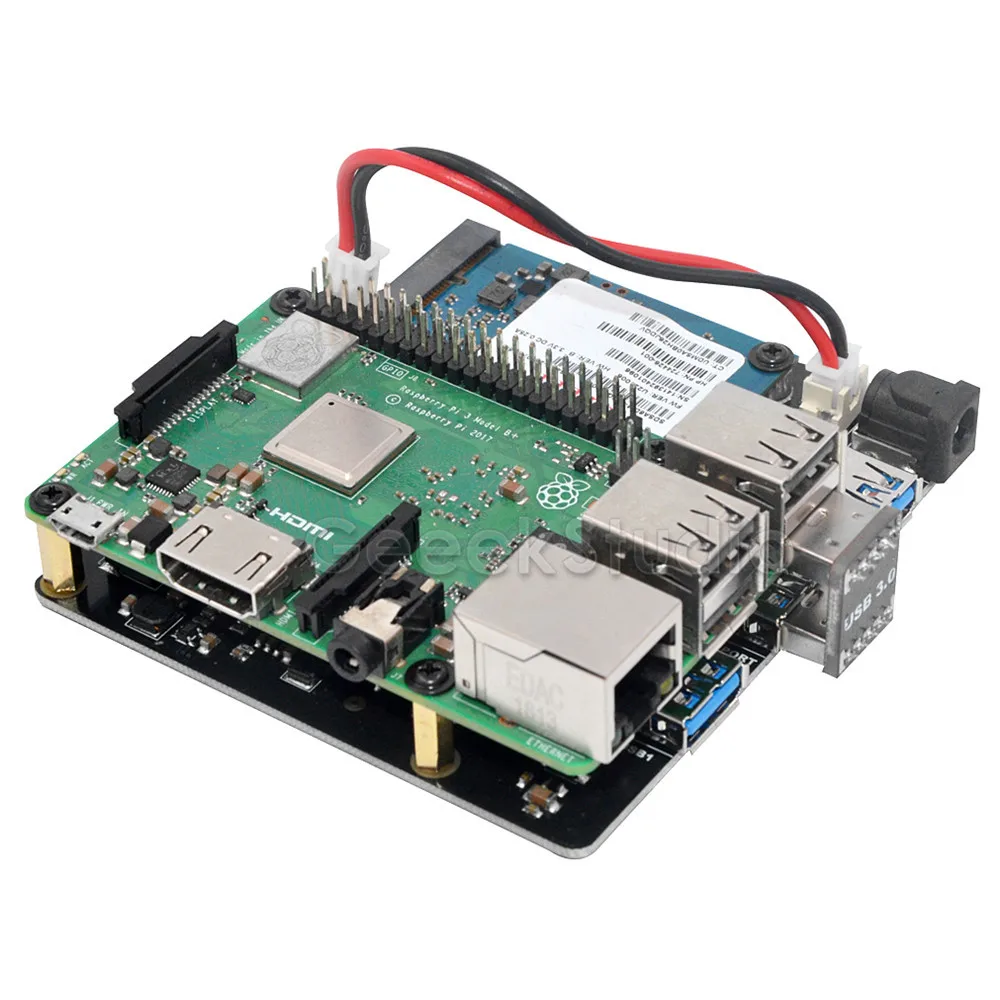  X852 Dual MSATA SSD Schild USB 3.0 Modul Expansion Board Netzteil für Raspberry Pi 1 Modell B +/2 b