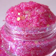 Неоновый розовый голографический просвечивание устойчив к растворителям глиттер для ногтей G370