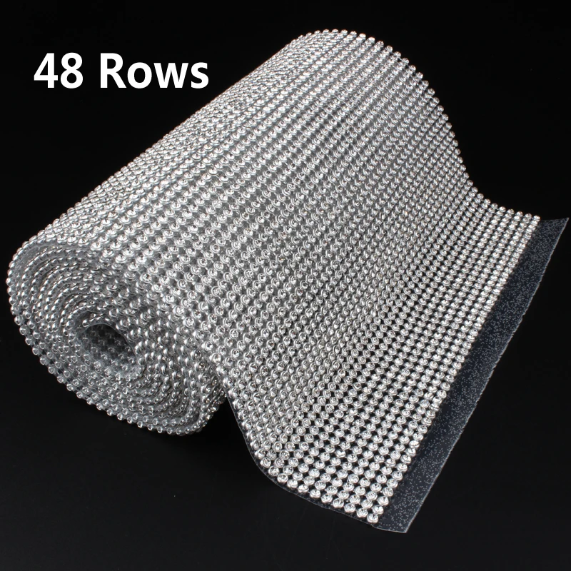 

48 Rows SS8 Diamond Hotfix Rhinestone Mesh Banding Chain with silver Aluminum base crystal trim mesh 15.5cm*120cm for garment