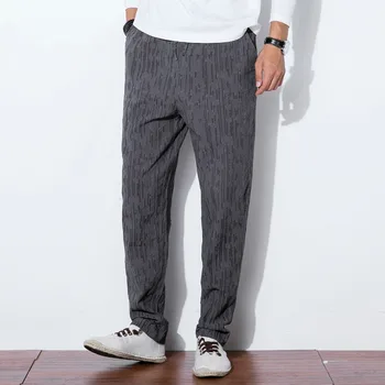 

2019 Men's Chinese Style Men's Autumn Linen Elastic Pants Large Size Casual Pants Korean Cotton Pants