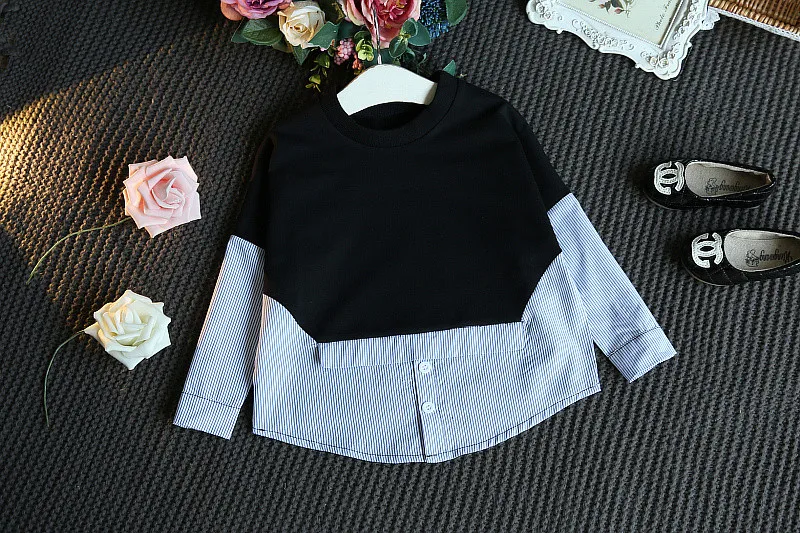 Осенняя одежда для маленьких девочек белая блузка с длинными рукавами Свободная одежда для девочек в американском стиле с круглым вырезом; kdis roupas infantis menino