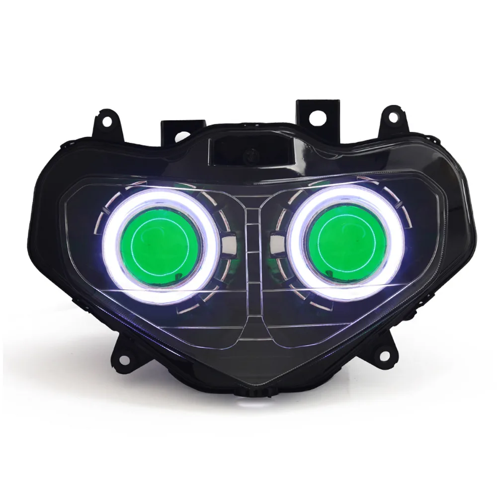 KT Headlight for Suzuki GSXR600 GSX R600 2001 2003 LED Angel Eye Green Demon Eye Motorcycle HID