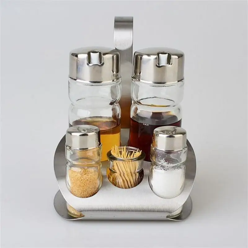 Stainless steel glass Seasoning pot Seasoning bottle package Five piece