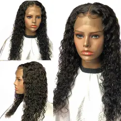 Волосы ELVA 150% Плотность 13*6 Синтетические волосы на кружеве человеческих волос парики вьющиеся парик отбеленные узлы спереди парик шнурка