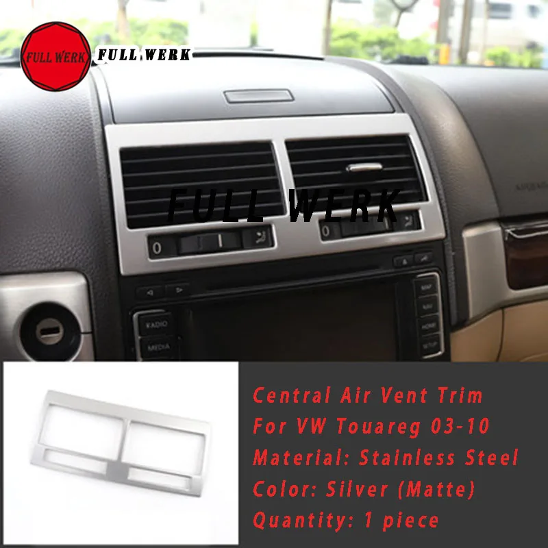 

Stainless Steel Silver Car Central Side Air Vent Trim Outlet Decoration Cover Sticker B Pillar Frame for VW Touareg 03-10 Access