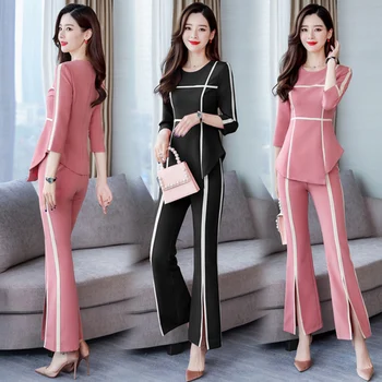

Stripe Fashion Women Two Piece Outfits Year-old Female Costume Conjunto Feminino Ensemble Femme Survetement Women's Suit