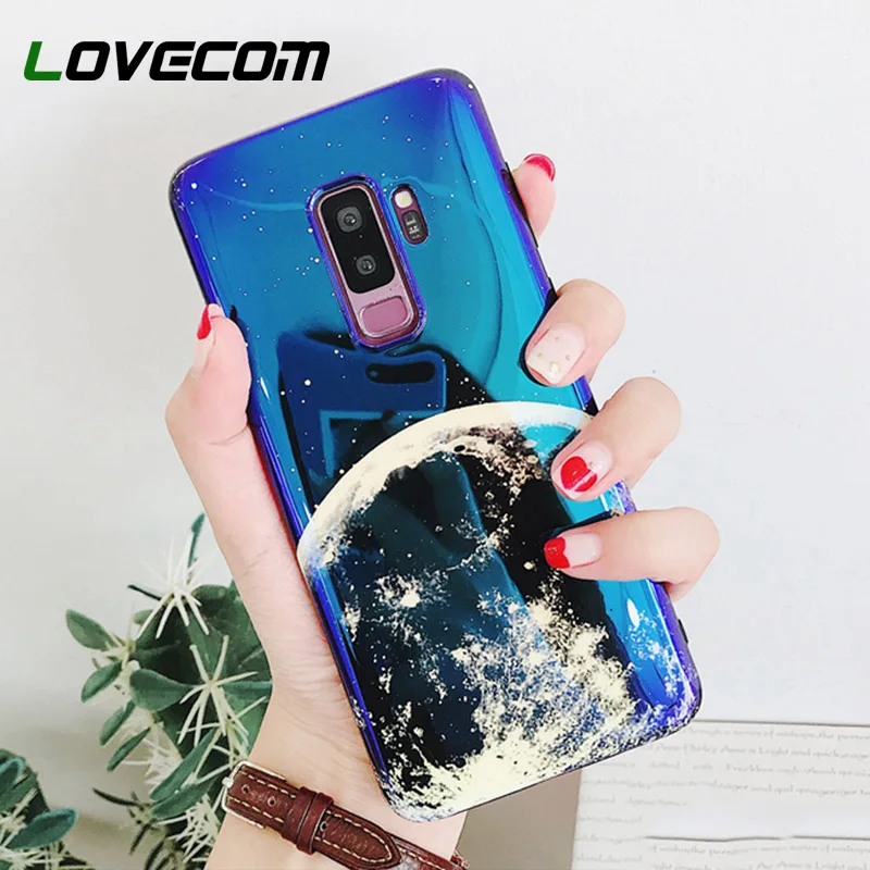 

LOVECOM Blu-ray Moon Planet Phone Case For Samsung S7 Edge S8 S8Plus S9 S9Plus Note 8 Soft IMD Protective Phone Back Cover