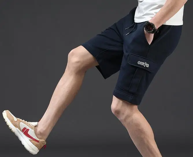 Большие размеры M-4xl мужские хлопковые 80% трикотажные 20% шорты летние мужские шорты для отдыха прямые свободные модные мужские шорты