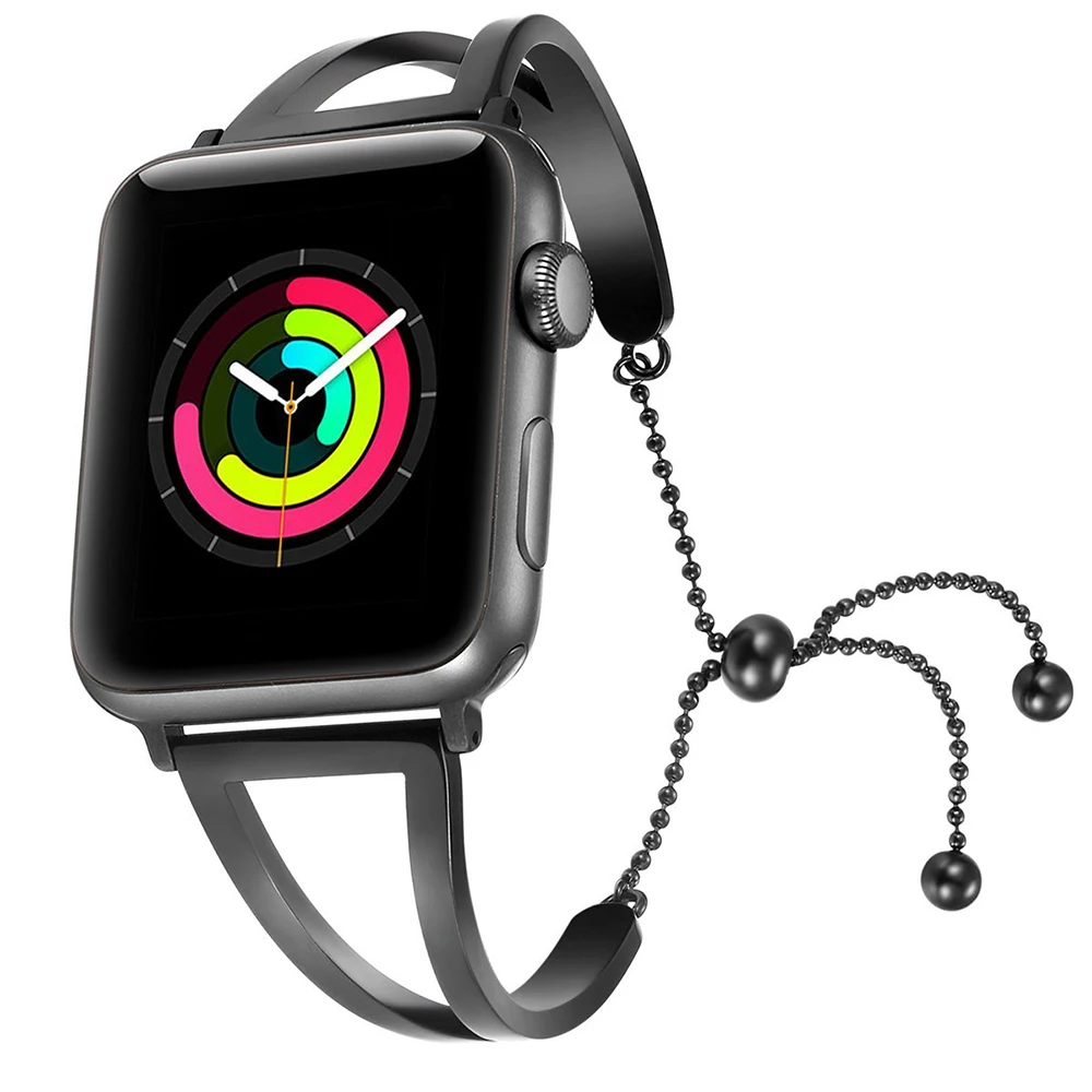 JANSIN Для женщин Модный ремешок для наручных часов для Apple Watch 38 мм, 42 мм, 40 мм 44 Нержавеющая сталь браслет для наручных часов Apple Watch полосы