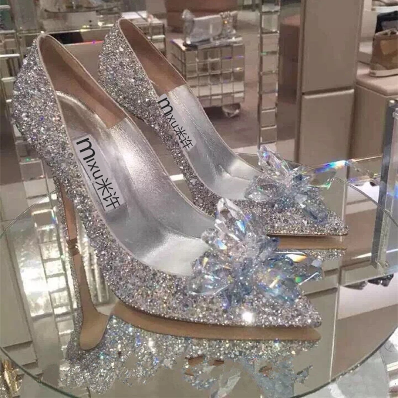 

women shoes high heel lady wedding shoe bride designer shoes women luxury 2018 Diamond sexy super high party shoes for women