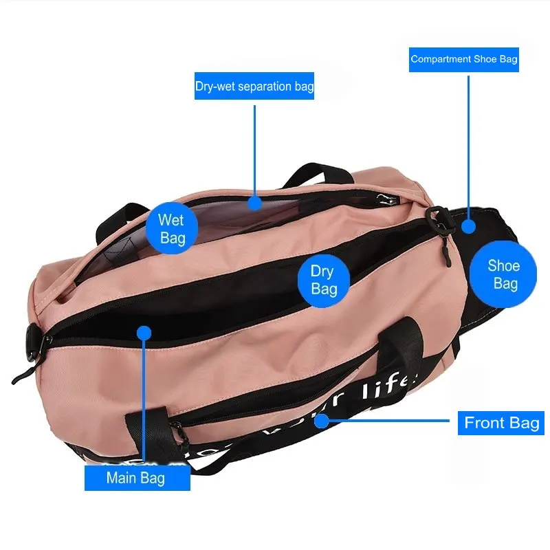 Women Pink Sports Bag Men Black Nylon Waterproof Gym Bag Independent Shoe Position Luggage Storage Handbag Outdoor Travel Bags Women Pink Sports Bag Men Black Nylon Waterproof Gym Bag Independent Shoe Position Luggage Storage Handbag Outdoor Travel Bags