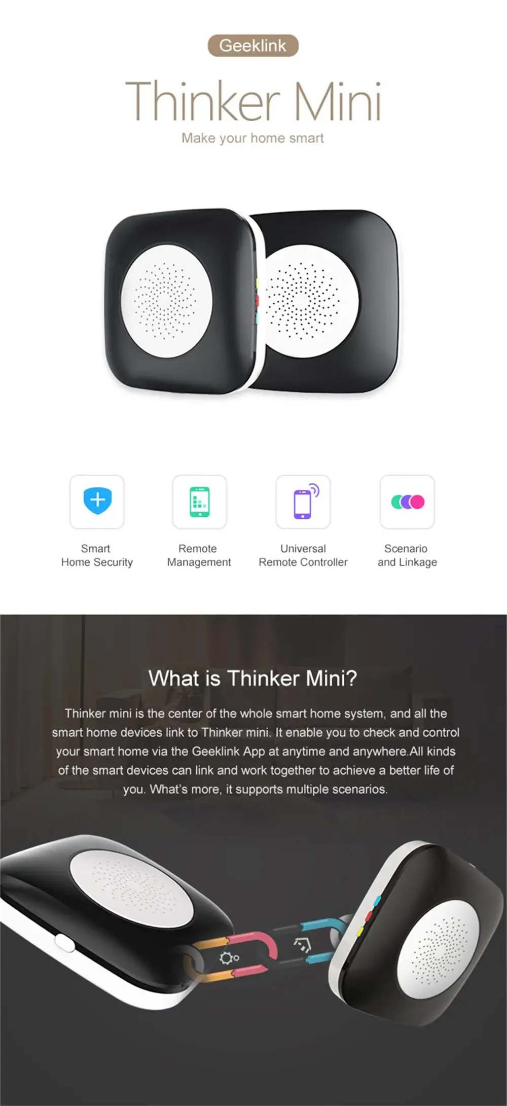 Geeklink мини Thinker wifi+ IR+ RF пульт дистанционного управления Siri Голосовое управление Лер работает с Amazon Alexa Google домашняя Автоматизация