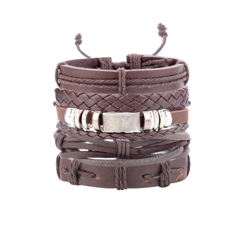 

1 set New fashion leather bracelets & bangles for women Multilayer Wristband bracelet for men Pulseiras #278988