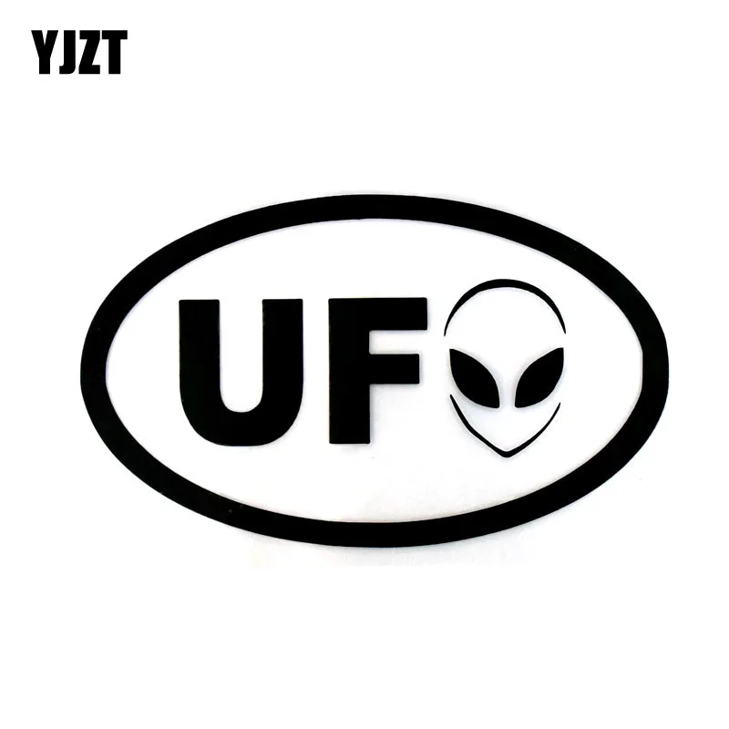 

16.1cm*9.7cm Cartoon Funny Alien UFO Vinyl Decal Car Stickers Car-styling Black/Silver C5-3004