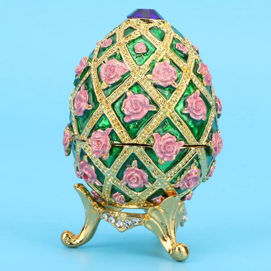 

Jewelery Box Remote Control Holder Enameled Easter Egg Vintage Style Jewelry Organizer Trinket Box Decoration Gift Storage