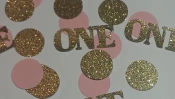 

Pink and Gold One First Birthday Decor Table Scatter Table decor scrapbook Confettis