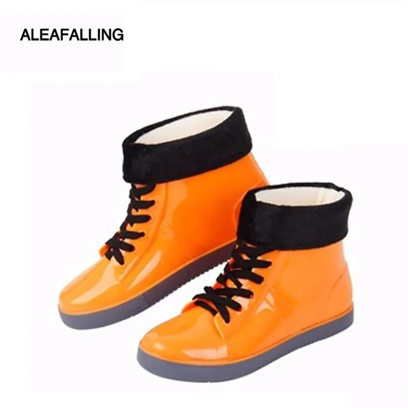 Acheter Aleafaliing bottes de pluie colorées imperméables chaussures plates femme pluie femme eau fleur en caoutchouc cheville bottes s enfilent botas myl333