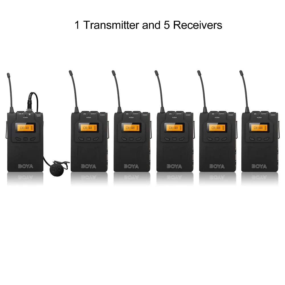 

1 Transmitter+5 Receivers BOYA UHF PLL Wireless Microphone tour guide system voice teaching