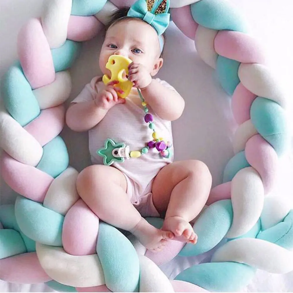 

Plush Baby Bed Bumper Knot Design Newborn Crib Pillow Protection Cot Bumpers Bedding Accessories For Infant Room Decor 1M/2M