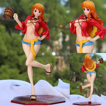 

New fashion 22cm anime one piece Nami action figure with barrels large model toys pvc dolls hot sale free shipping